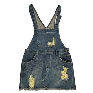 Wildfox Artist Dungarees Blue Jean Overalls Size Small Skirt Dress